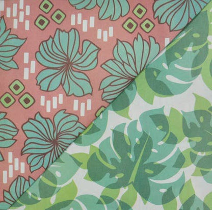 Retro Bloom/ Monstera Shadow • Reversible Eco Wrapping Paper