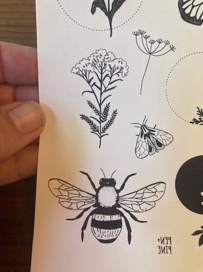 Wildflower Temporary Tattoo Sheet