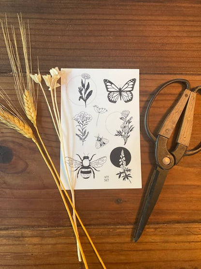 Wildflower Temporary Tattoo Sheet