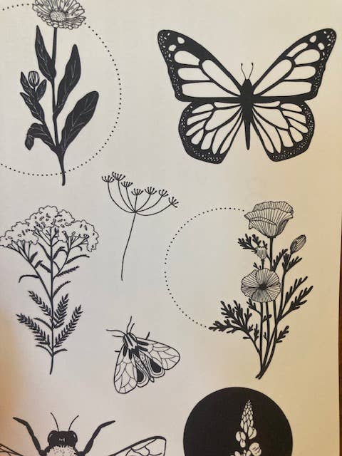 Wildflower Temporary Tattoo Sheet