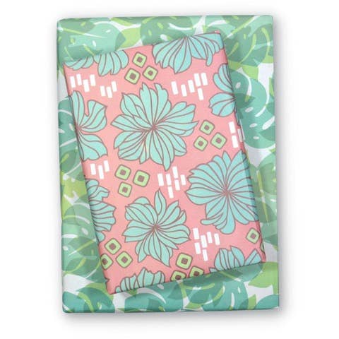 Retro Bloom/ Monstera Shadow • Reversible Eco Wrapping Paper