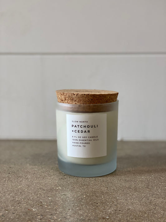 Frosted Glass Candle with Cork Lid